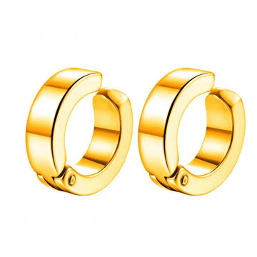 Stainless Steel Golden Non-Piercing Magnetic Bali Stud Earring For Men