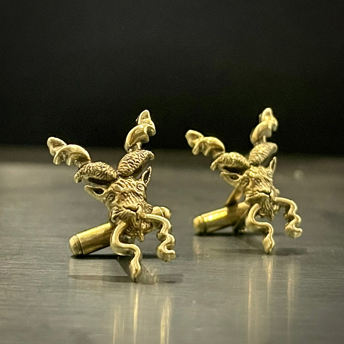 Antique Gold Markhor Cufflinks For Men