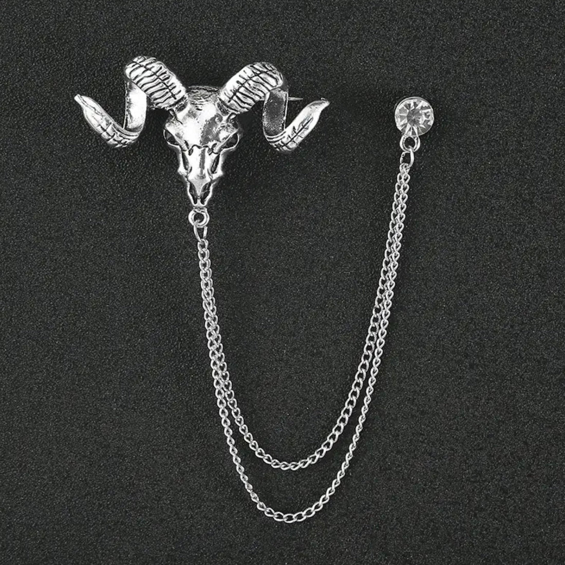 Antique Silver Markhor Brooch With Chain