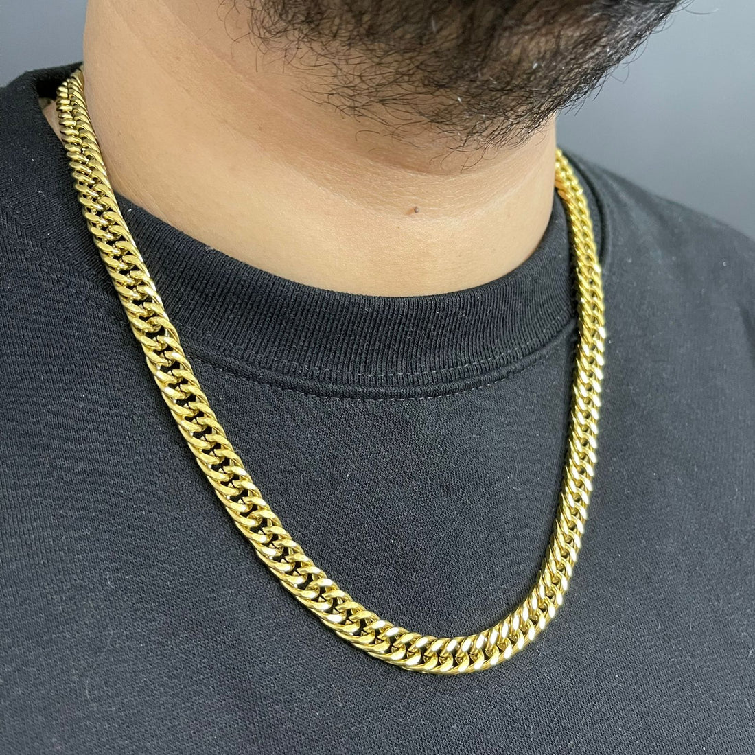 10 mm Golden Cuban Neck Chain For Men