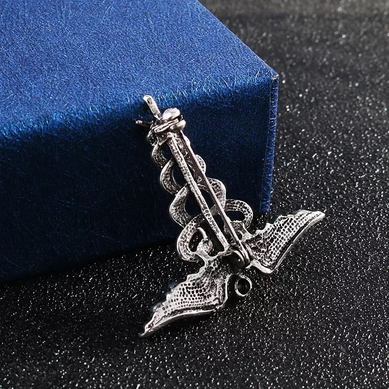 Antique Silver Angel Wings  Brooch Lapel Pin For Men