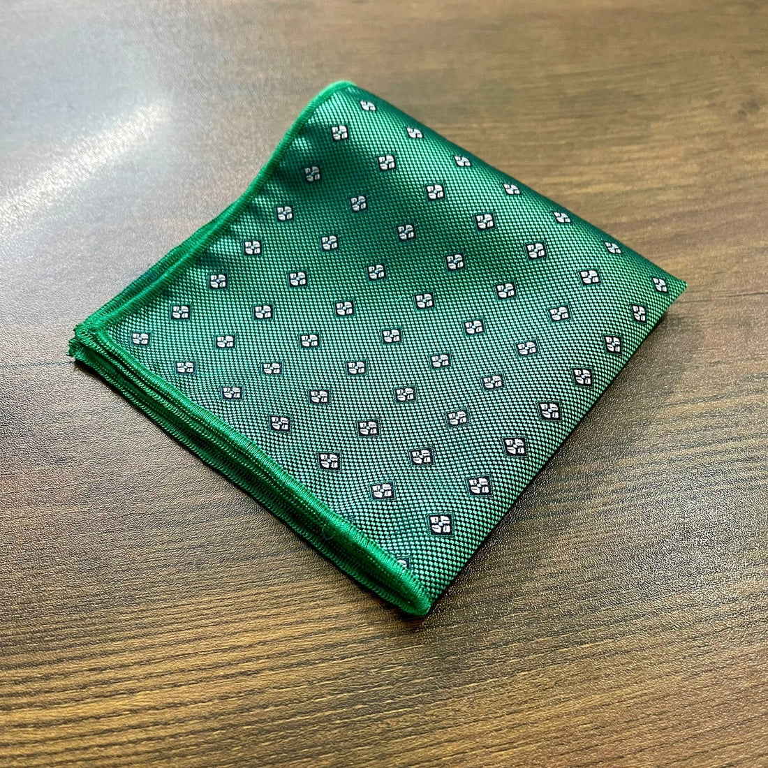 Green Polka Dots Floral Pocket Square For Men