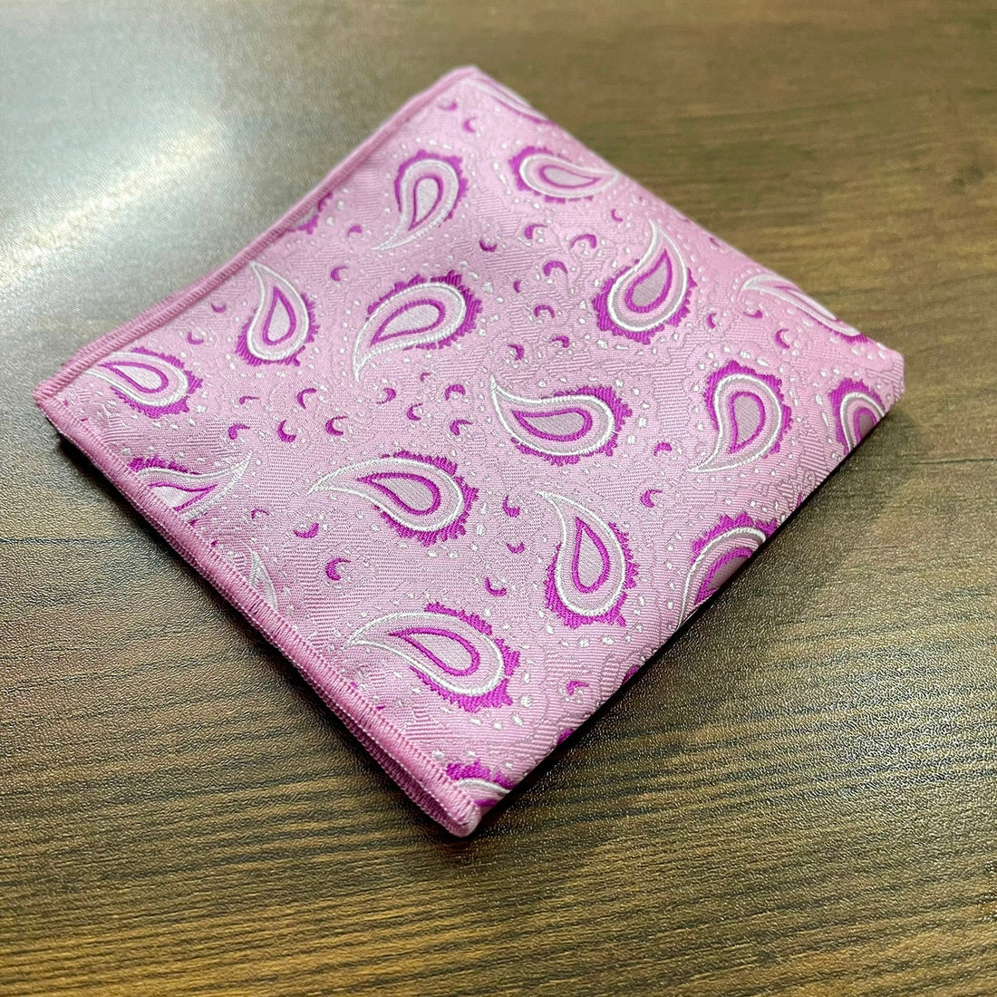 Pink Paisley Floral Pocket Square For Men