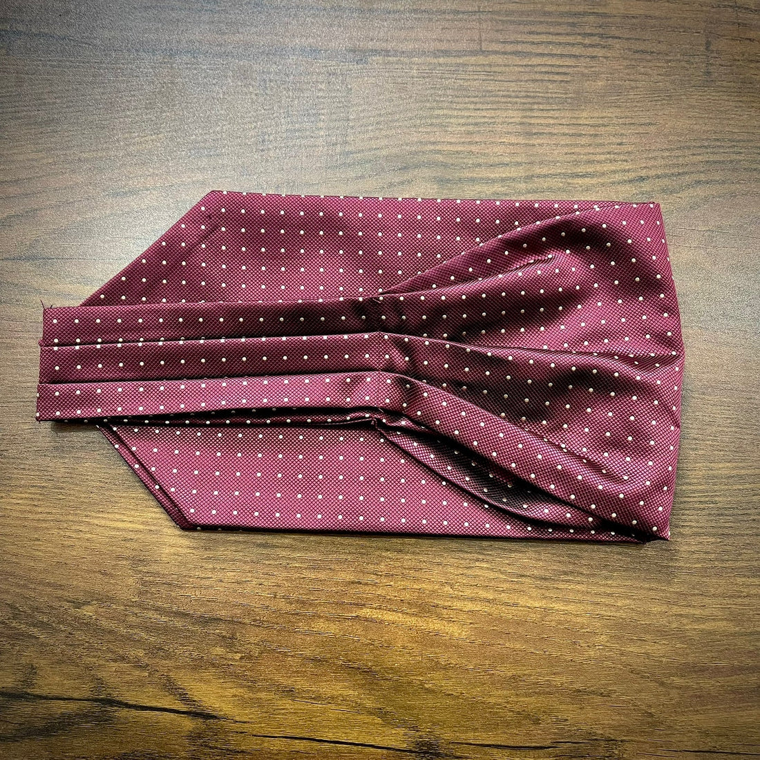 Maroon Polka Dots Jacquard Wooven Ascot Cravat Tie For Men