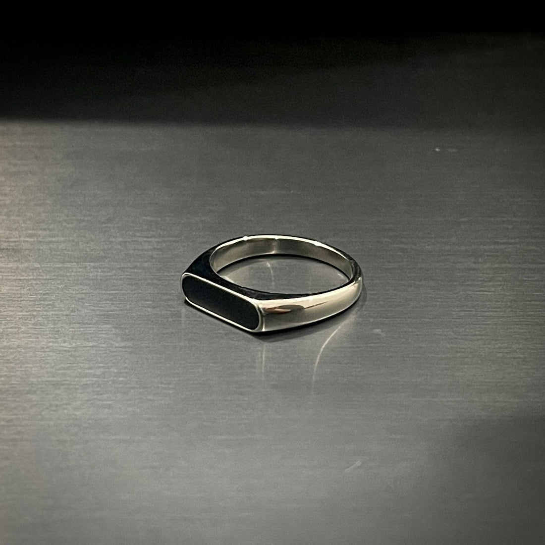 Minimal Silver Black Epoxy Ring For Men/Women