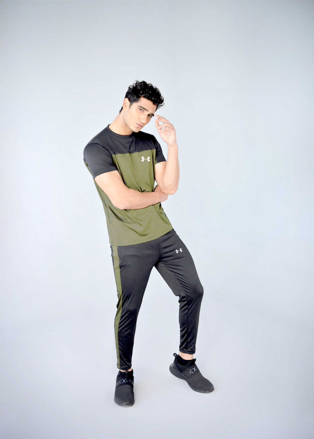 UA Olive Green and Black Summer Dri Fit Track Suit