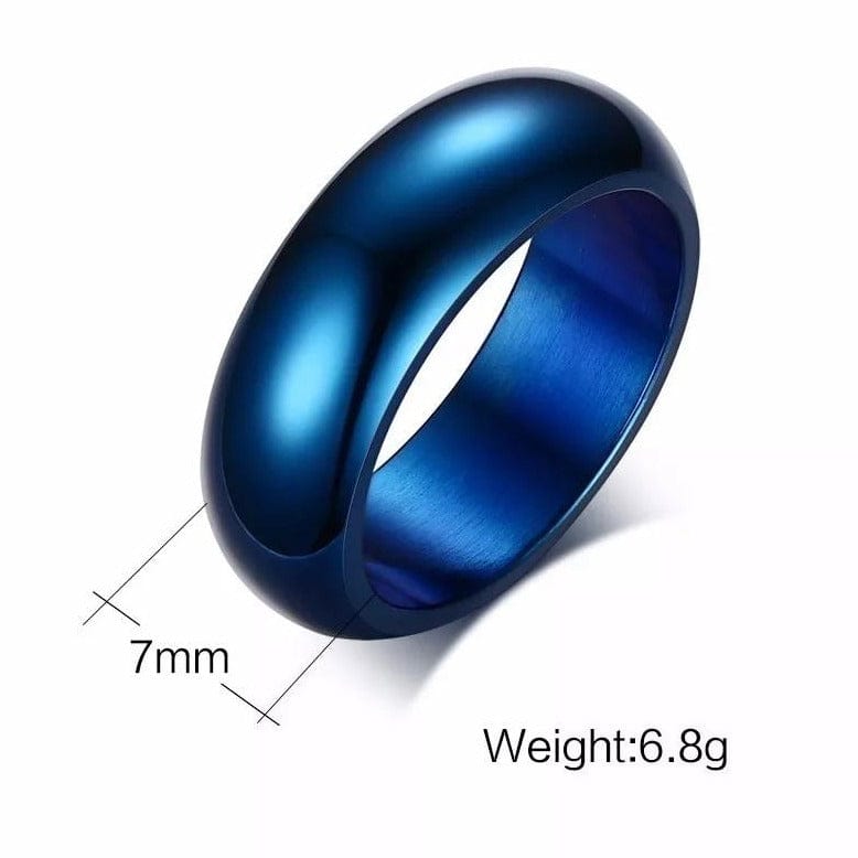 Blue Titanium Round Ring