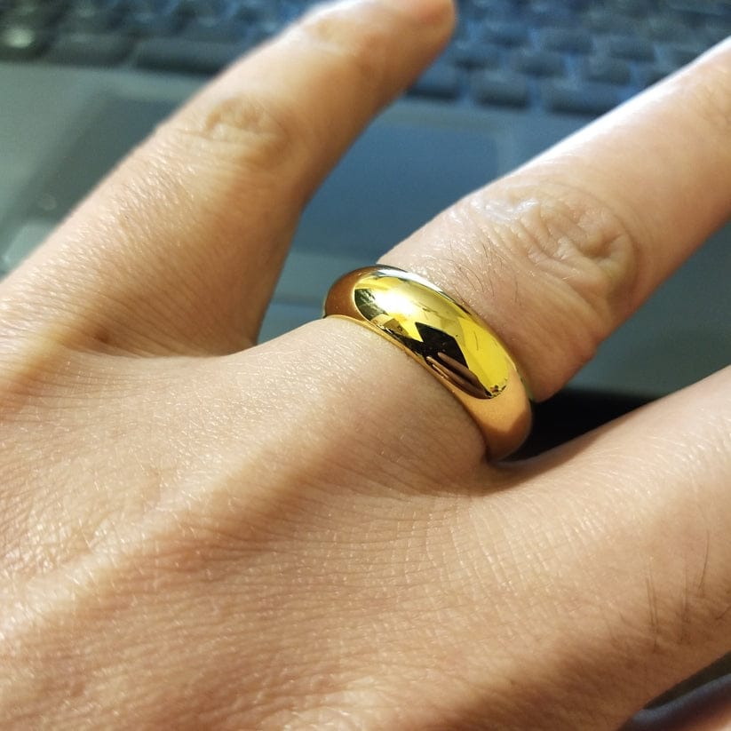 Golden Titanium Round Ring