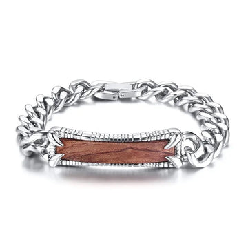 Rosewood Stainless Steel Chian Bracelet for Men