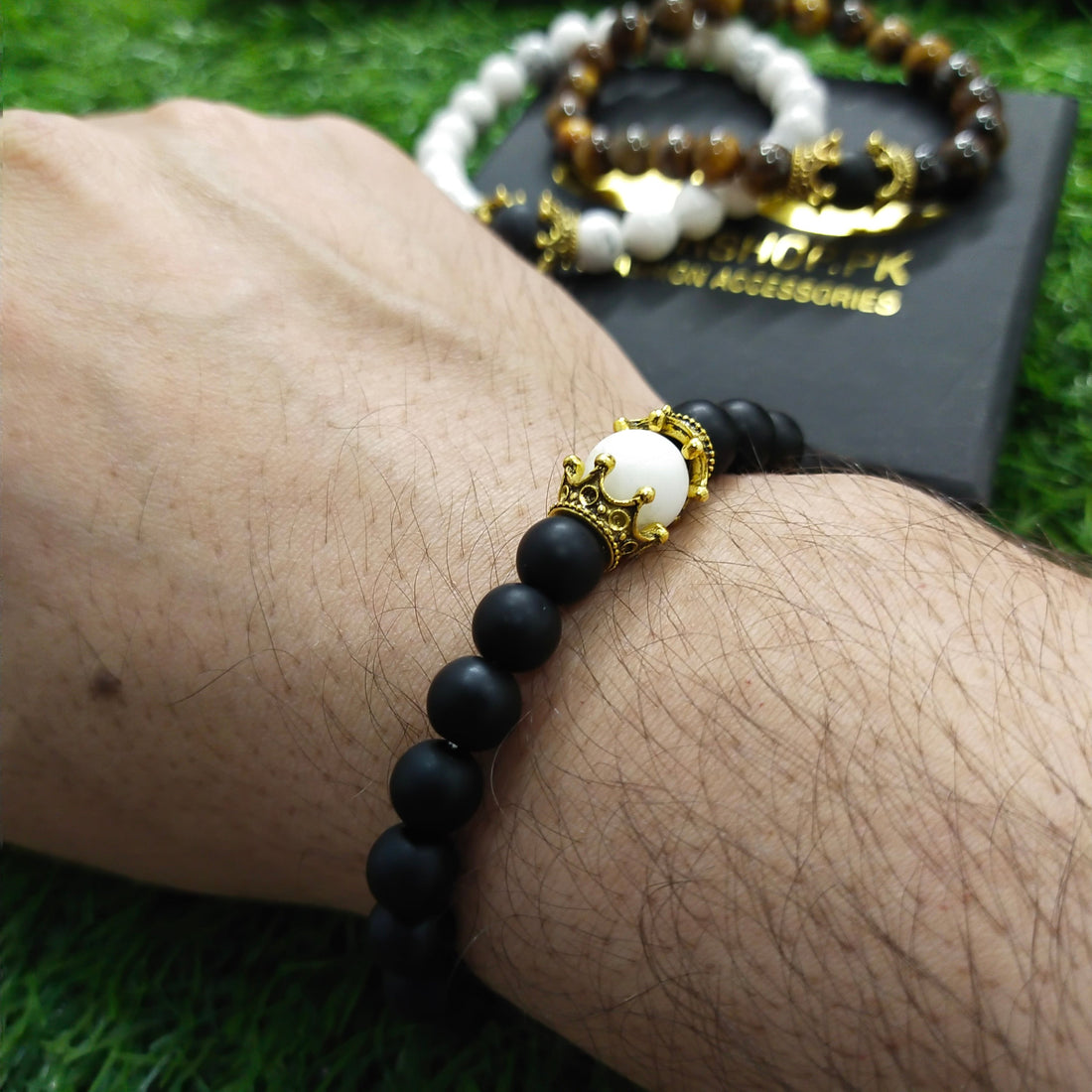 Black Agate Beads Crown Bracelet