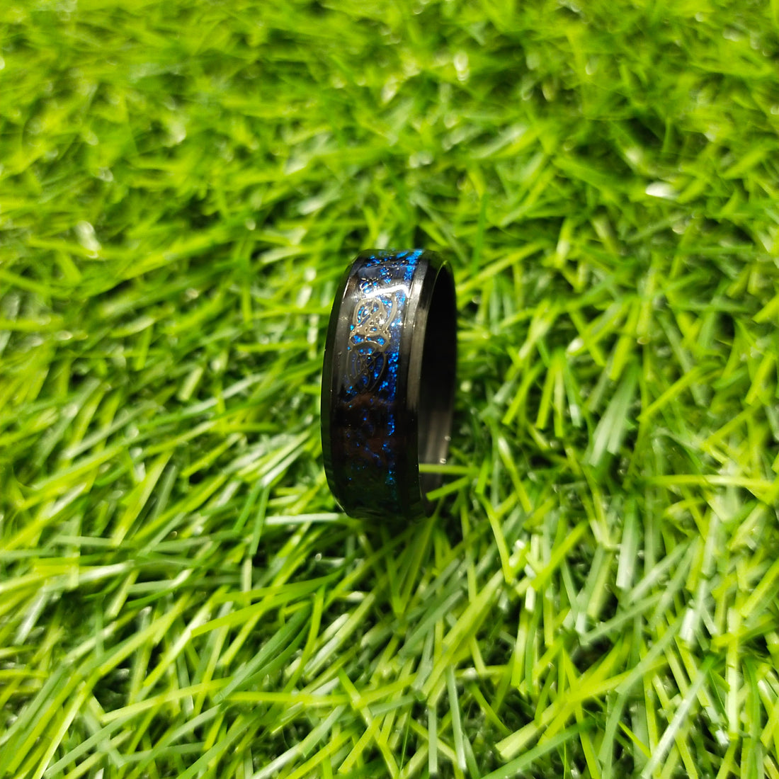 Dark Blue Dragon Inlay Ring For Men