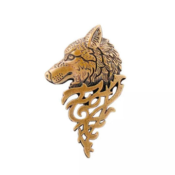 Golden Wolf Brooch For Men