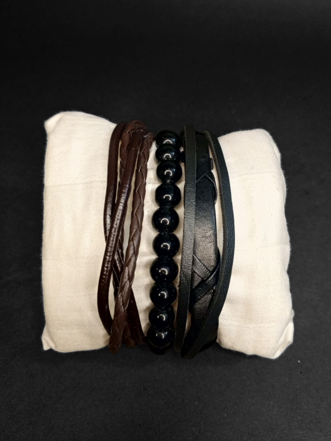 3-in-1 Leather Beads Bracelet