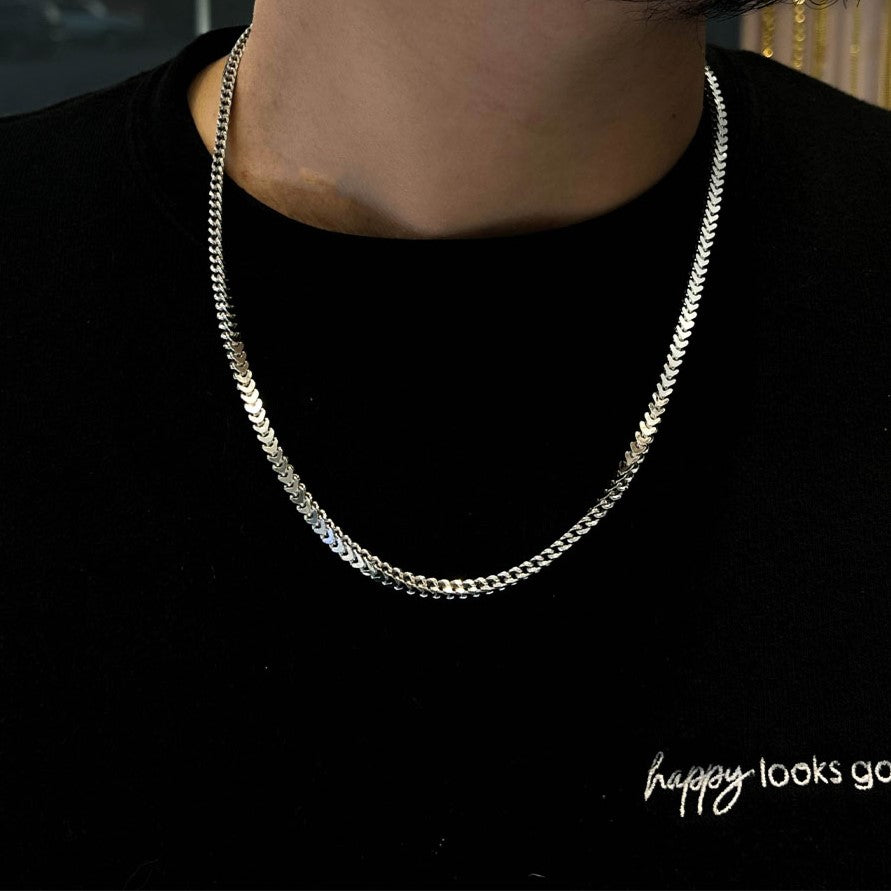 5mm Silver Square Franco Foxtail Neck Chain