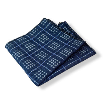 Blue Oxford Square Pattern Pocket Square For Men