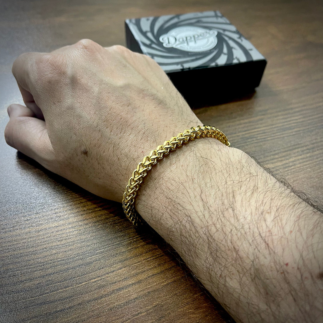 6mm Golden Squre Foxtail Chain Bracelet For Men