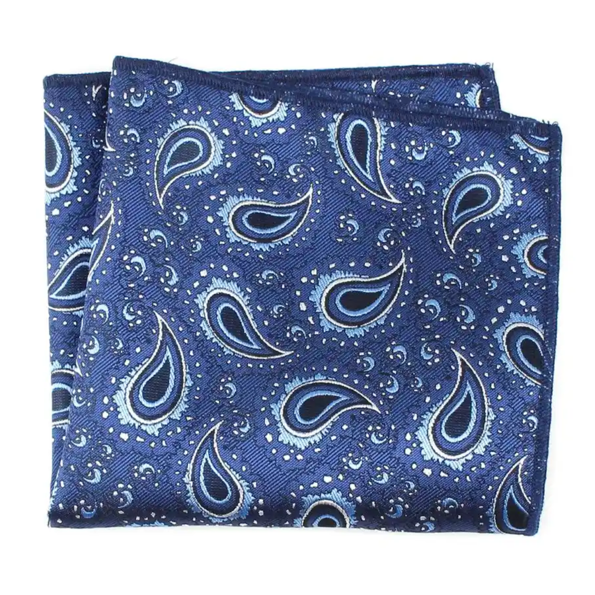 Navy Blue Paisley Floral Pocket Square For Men