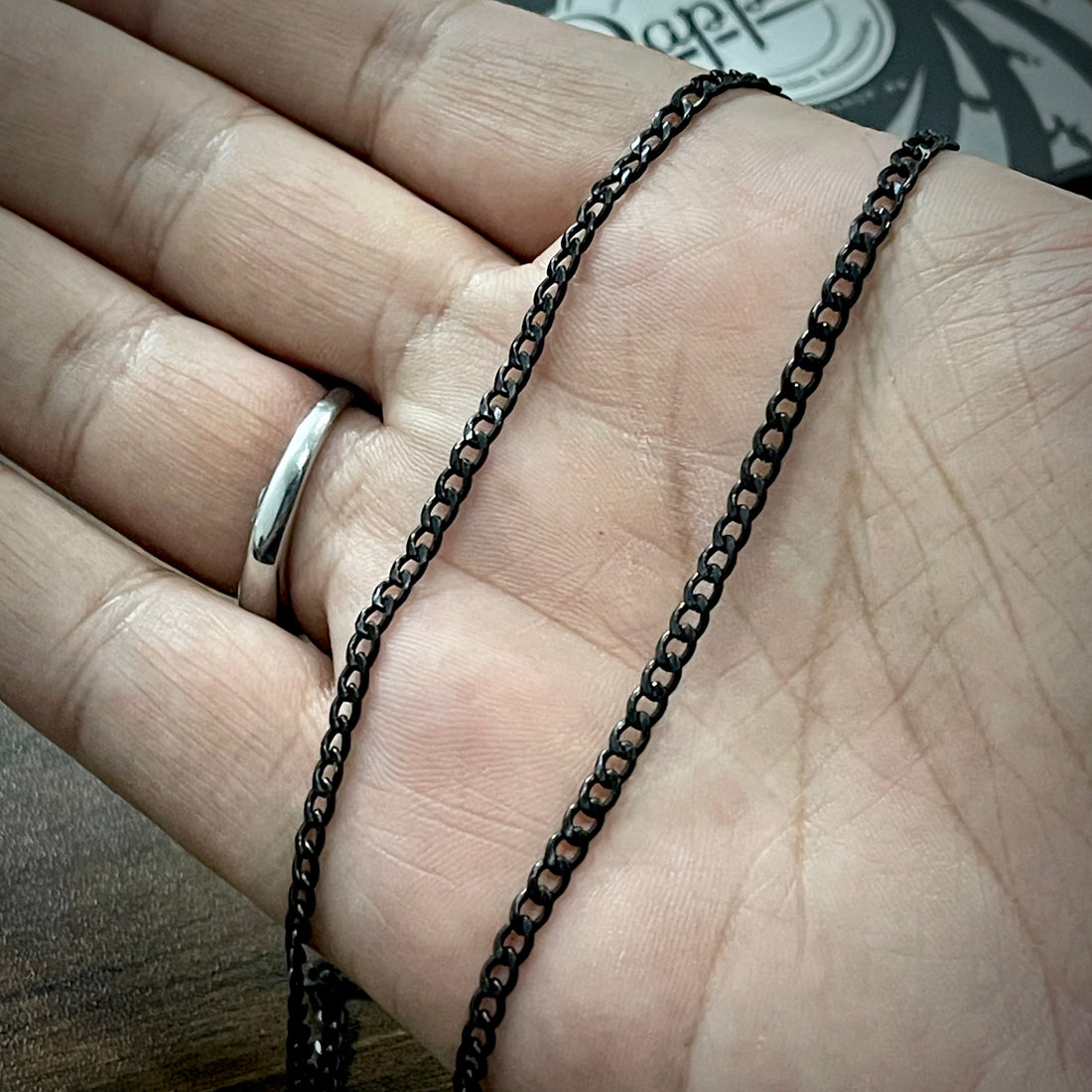 2mm Black Light weight Figaro Link Neck Chain For Men