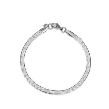 Light Weight 3mm Silver Flat Snake Bracelet For Men/Women