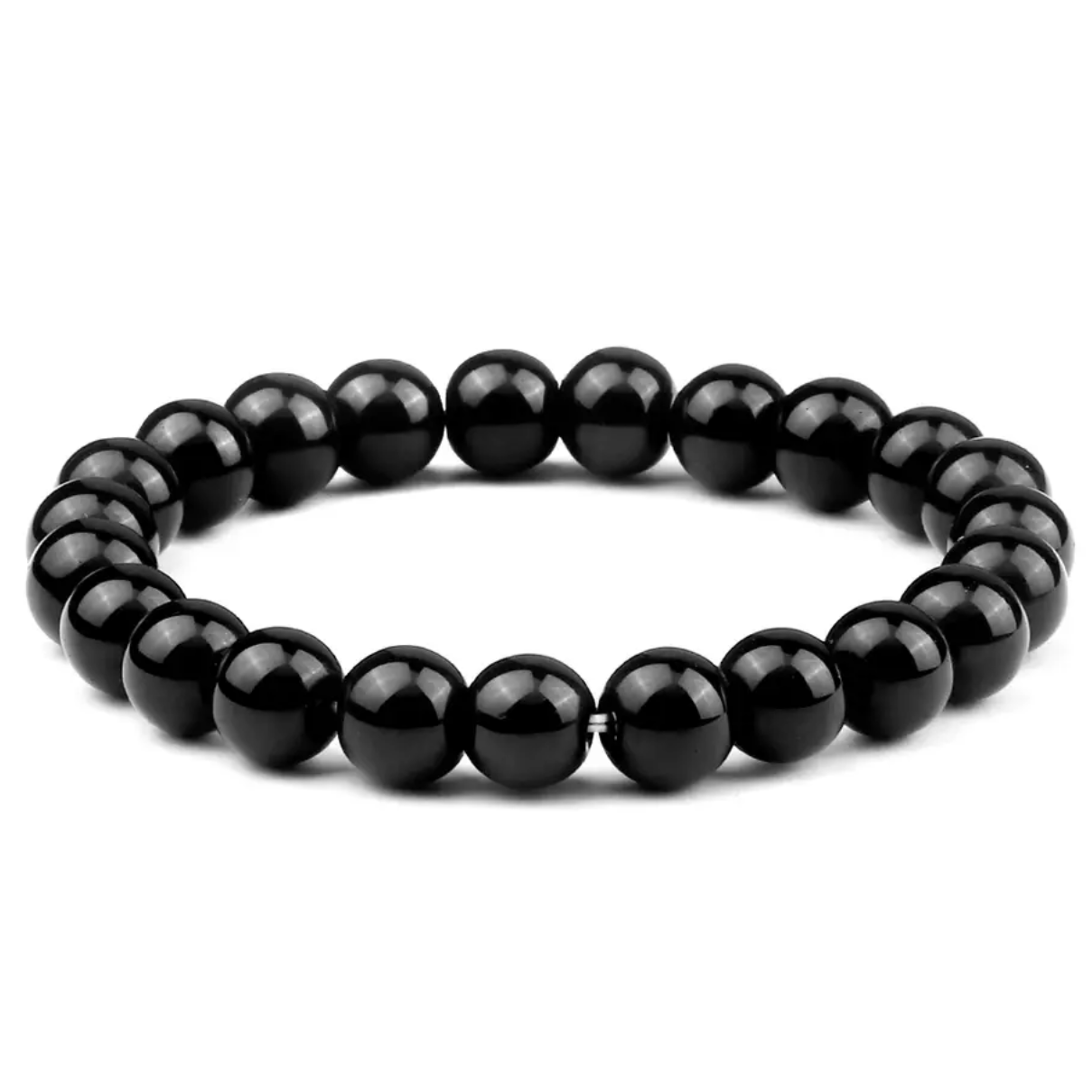 8mm Agate Black Beads Bracelet For Men Women