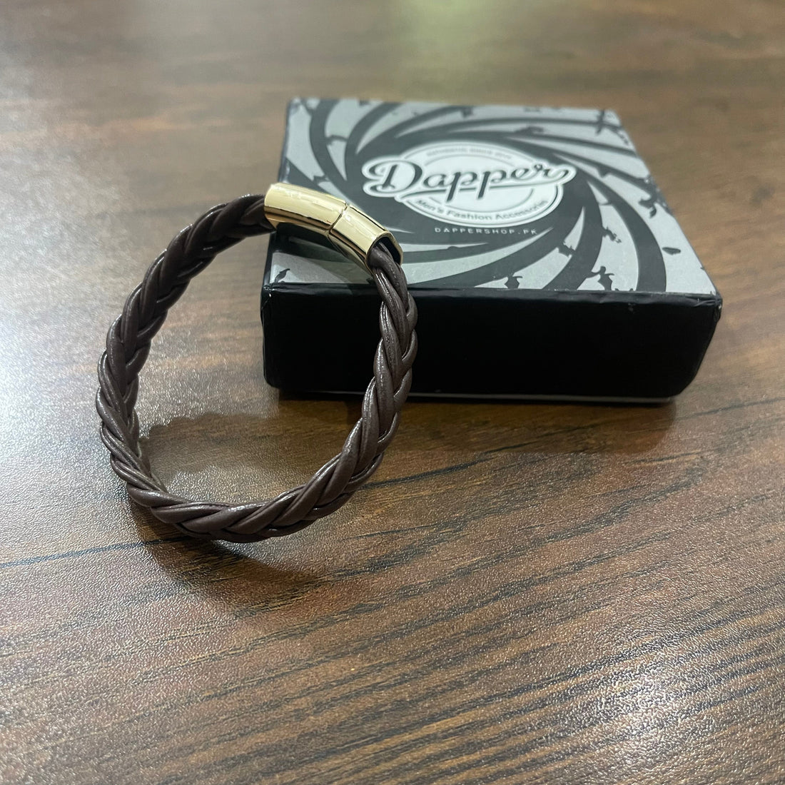 Brown Braided Leather Bracelet For Men