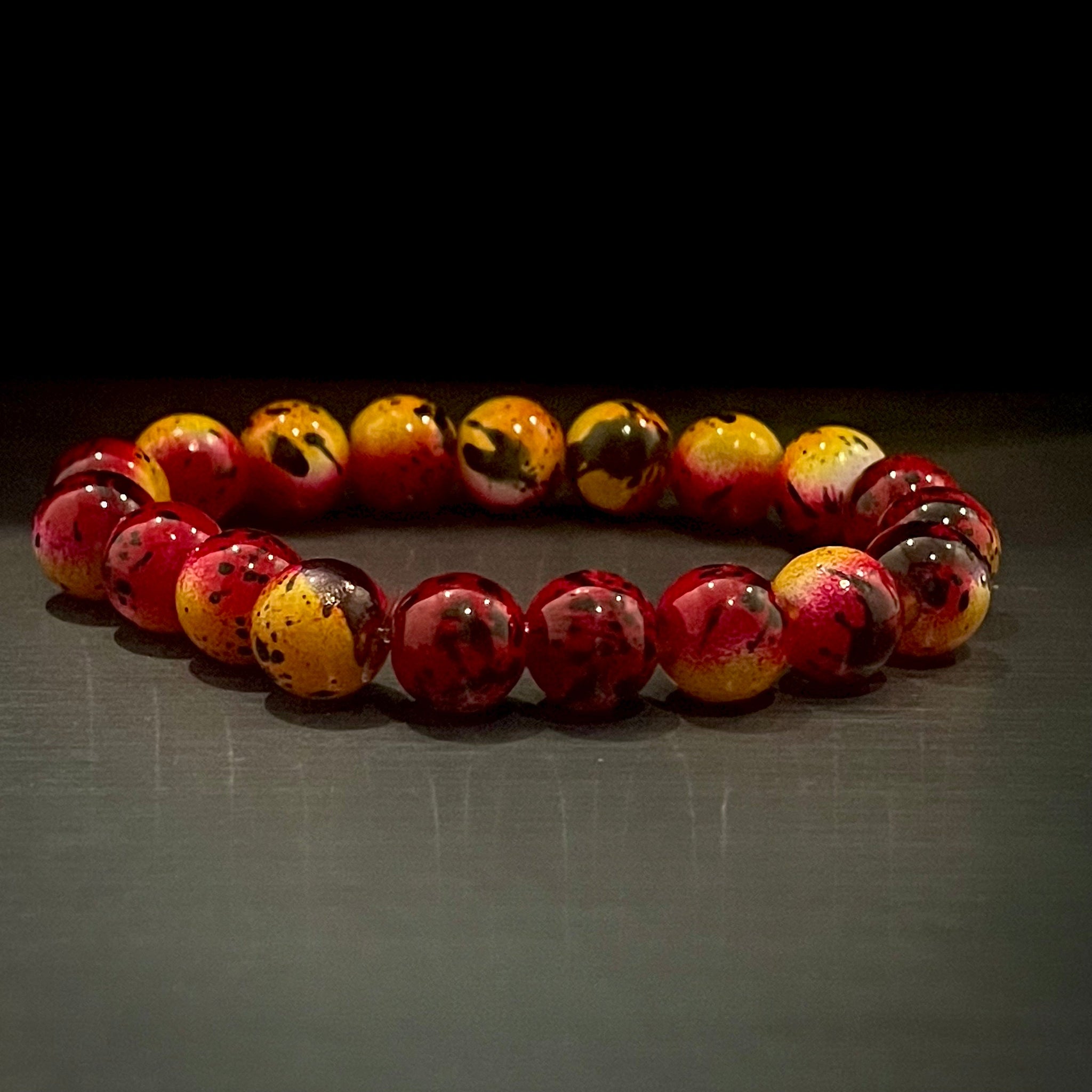 8mm Funky Red Beads Bracelet For Men Women