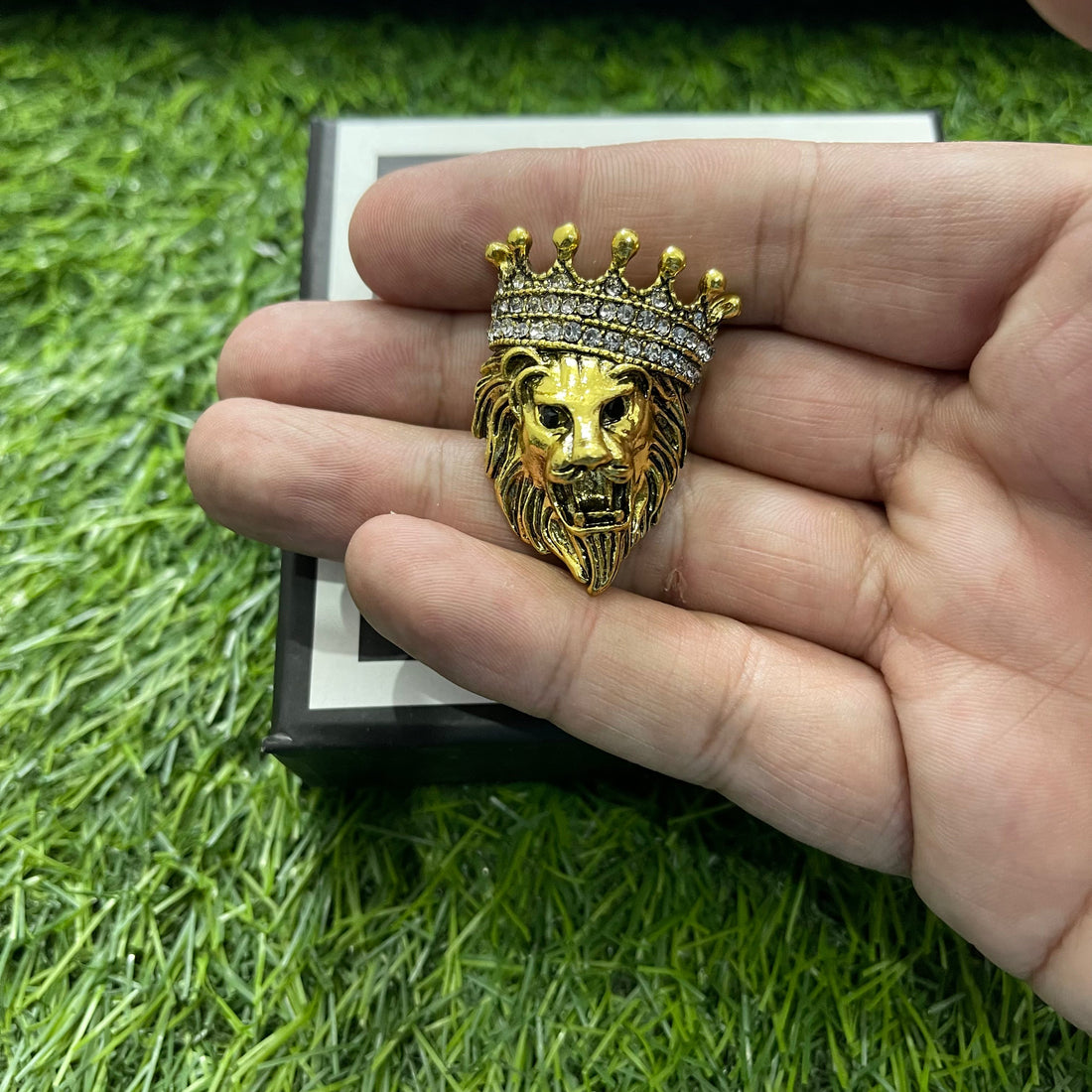 Golden Lion King Crown Brooch/ Lapel Pin