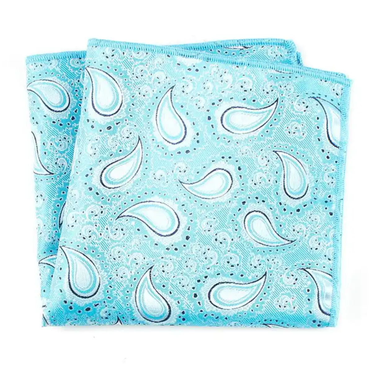 Sky Blue Paisley Floral Pocket Square For Men