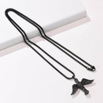 Black Flying Bird minimal pendant For Men