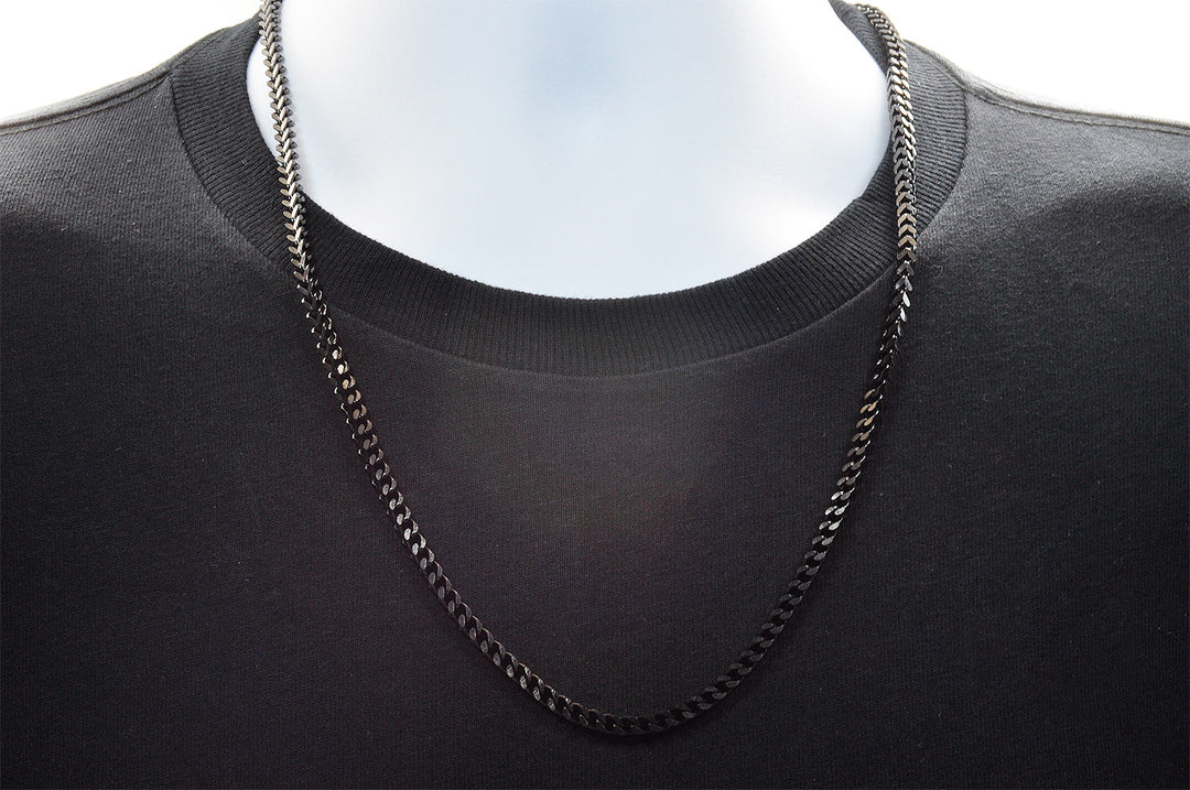 3mm Black Square Foxtail Long Neck Chain