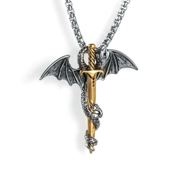 Dragon Sword Pendant Necklace For Men